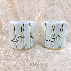 2 x HERMES Demitasse Coffee Cup & Saucer Les Matins De L'etang Porcelain withCase