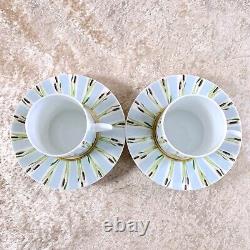 2 x HERMES Demitasse Coffee Cup & Saucer Les Matins De L'etang Porcelain withCase