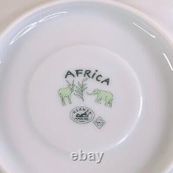 2 x HERMES Paris Demitasse Cup & Saucer Porcelain Tableware AFRICA GREEN