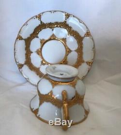 20th Century Meissen Demitasse Cup and Saucer Porcelain Set, Gold Gilt