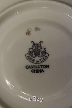 23 Pc Castleton REGINA Red Gold Laurel Fine China Demitasse Cups & Saucers, USA
