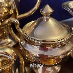 24 Karat Gold Tea Pot with9 Cups/Saucers, 4 Demitasse Cups/Saucers Sugar/Creamer