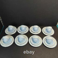 24 Pcs Wedgwood Queensware Blue Demitasse Cups & Saucers & Bread Plates