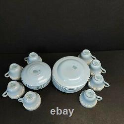 24 Pcs Wedgwood Queensware Blue Demitasse Cups & Saucers & Bread Plates