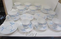 25 Pcs Spode Geisha Light Blue Blanche de Chine Cups Saucers Demitasse