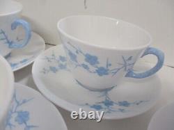 25 Pcs Spode Geisha Light Blue Blanche de Chine Cups Saucers Demitasse