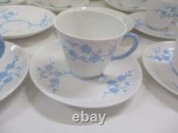 25 Pcs Spode Geisha Light Blue Blanche de Chine Cups Saucers Demitasse