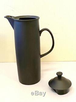 26 Pcs Vintage Wedgwood Black Basalt Demitasse Set Minkin Pot with12 Cups Saucers