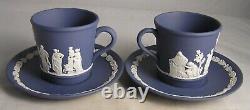 2Wedgwood #317 Jasperware Portland Blue Small Demitasse Cup & Saucers EXC