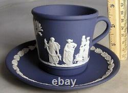 2Wedgwood #317 Jasperware Portland Blue Small Demitasse Cup & Saucers EXC