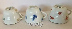 3 Antique Meissen Demitasse Cups & Saucers, Hand Painted, 1920s