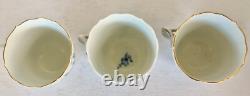 3 Antique Meissen Demitasse Cups & Saucers, Hand Painted, 1920s