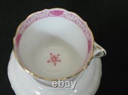 3 Meissen Indian Flower Pink Gold Demitasse Cups & Saucers Antique Porcelain