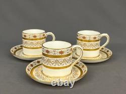 3 Minton for Tiffany H9 Gold Encrusted 2 Demitasse Cup & Saucer Sets c. 1900