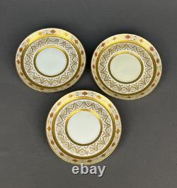 3 Minton for Tiffany H9 Gold Encrusted 2 Demitasse Cup & Saucer Sets c. 1900