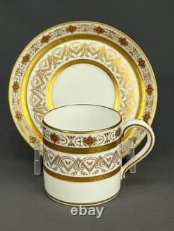 3 Minton for Tiffany H9 Gold Encrusted 2 Demitasse Cup & Saucer Sets c. 1900