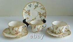 3 Rare 1900 Utzschneider & Co Sarreguemines Floral Demitasse Cups & Saucers