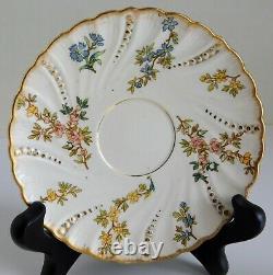 3 Rare 1900 Utzschneider & Co Sarreguemines Floral Demitasse Cups & Saucers