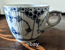 3 Royal Copenhagen Blue Fluted Half Lace Demitasse Cups # 528 Two Saucers