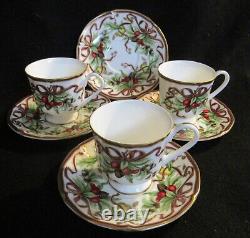 3 Tiffany Holiday Demitasse Cups With 4 Saucers