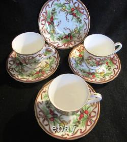 3 Tiffany Holiday Demitasse Cups With 4 Saucers