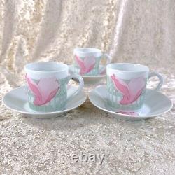 3 x Authentic Hermes Demitasse Cup & Saucer LES PIVOINES Limoges Porcelain