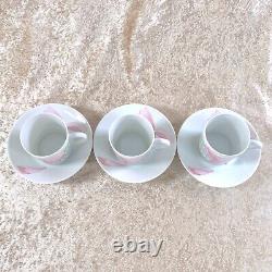 3 x Authentic Hermes Demitasse Cup & Saucer LES PIVOINES Limoges Porcelain