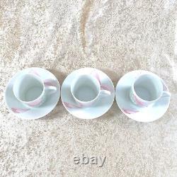 3 x Authentic Hermes Demitasse Cup & Saucer LES PIVOINES Limoges Porcelain