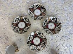 4 Antique Austria Alhambra Porcelain Chocolate Cups & 5 Saucers Set Demitasse