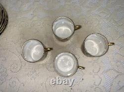 4 Antique Austria Alhambra Porcelain Chocolate Cups & 5 Saucers Set Demitasse