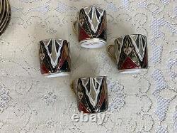 4 Antique Austria Alhambra Porcelain Chocolate Cups & 5 Saucers Set Demitasse