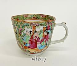 4 Antique Chinese Rose Medallion Demitasse Cups And Saucers