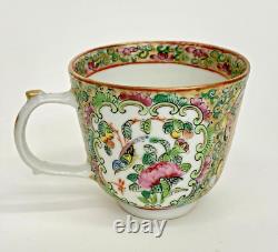 4 Antique Chinese Rose Medallion Demitasse Cups And Saucers
