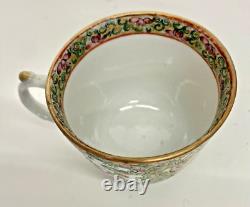 4 Antique Chinese Rose Medallion Demitasse Cups And Saucers