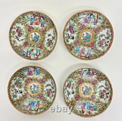 4 Antique Chinese Rose Medallion Demitasse Cups And Saucers