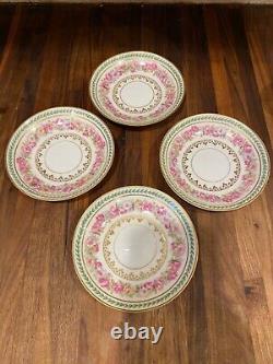 (4) Ch. Field Haviland Limoges Roses Gold Ivy Demitasse Cups & Sauces