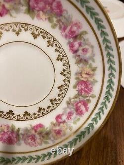 (4) Ch. Field Haviland Limoges Roses Gold Ivy Demitasse Cups & Sauces