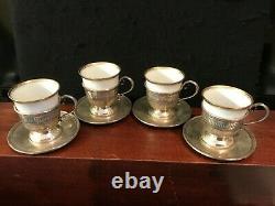 4 FISHER STERLING Demitasse/coffee Cups & Saucers Hutschenreuther Selb Bavaria