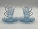 4 Fostoria Versailles Blue Demitasse Or After Dinner Cups & Saucers