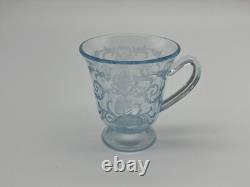 4 Fostoria Versailles Blue Demitasse or After Dinner Cups & Saucers