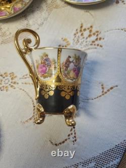 4 Fragonard Courting Couple Demitasse Cup & Saucer Sets Western Germany