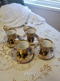 4 Fragonard Courting Couple Demitasse Cup & Saucer Sets Western Germany