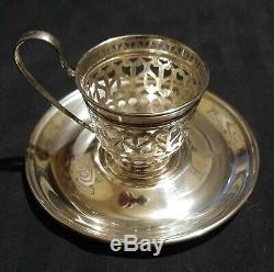 4 Gorham Sterling Silver & Lenox Porcelain Demitasse Cups with Saucers #A5549 & 50