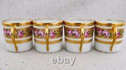 4 Haviland Limoges Louis Philippe Rose Demitasse Coffee Tea Cups Saucers Set 2/2