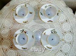 4 Herend Rothschilds Bird Chocolate/Demitasse Cup and Saucer sets 709 RO