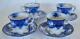 4 John Maddock And Sons Dainty Royal Vitreous Flow Blue Demitasse Cups/saucers