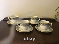 4 LENOX AUTUMN PATTERN IVORY BONE CHINA DEMITASSE CUPS and SAUCERS