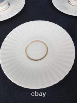 4 LENOX RUTLEDGE DEMITASSE CUPS & SAUCERS w ENAMELED FLOWERS & GOLD TRIM