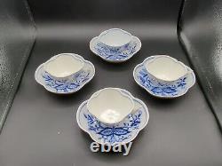 4 Meissen Blue Onion Demitasse Cups and Saucers Crossed Swords Excellent