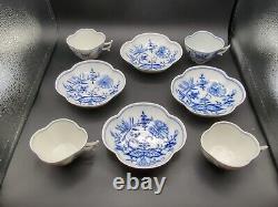 4 Meissen Blue Onion Demitasse Cups and Saucers Crossed Swords Excellent